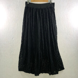 Womens Lace Maxi Skirt Sz L Black Whimsigoth Dark Romantic Boho Cottage